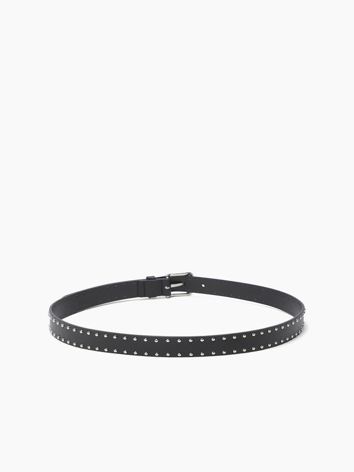 Black leather belt with studs - null - Schwarz | Sisley K image number 2